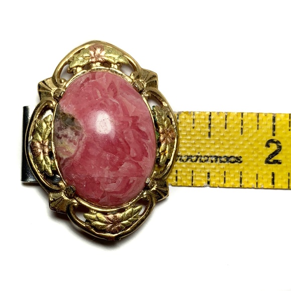 Vintage 12K Gold Filled Rhodochrosite Brooch - Picture 4 of 5